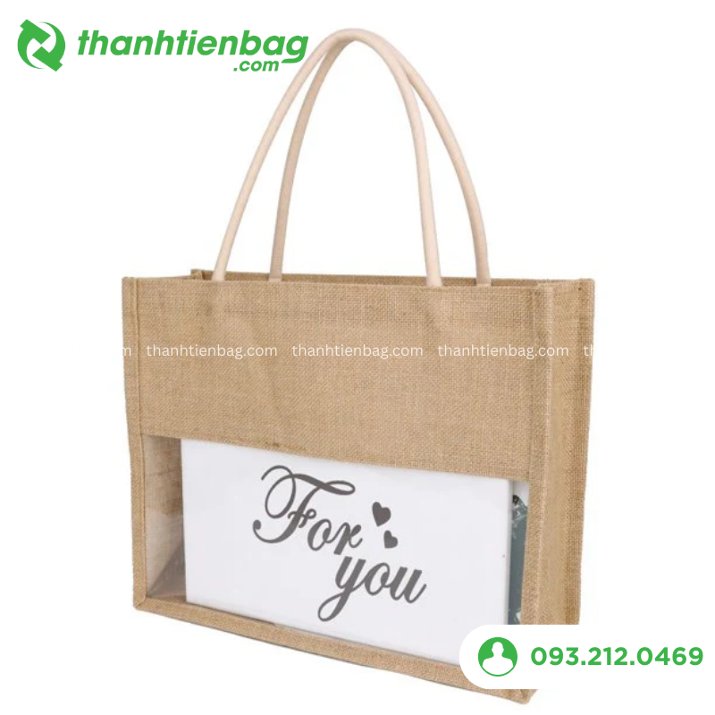  Túi vải đay phối nhựa PVC trong suốt, giải pháp bao bì quà tặng cao cấp