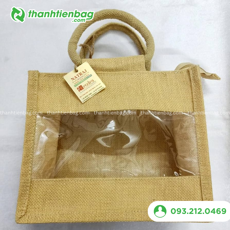 mẫu túi vải đay phối nhựa PVC trong suốt