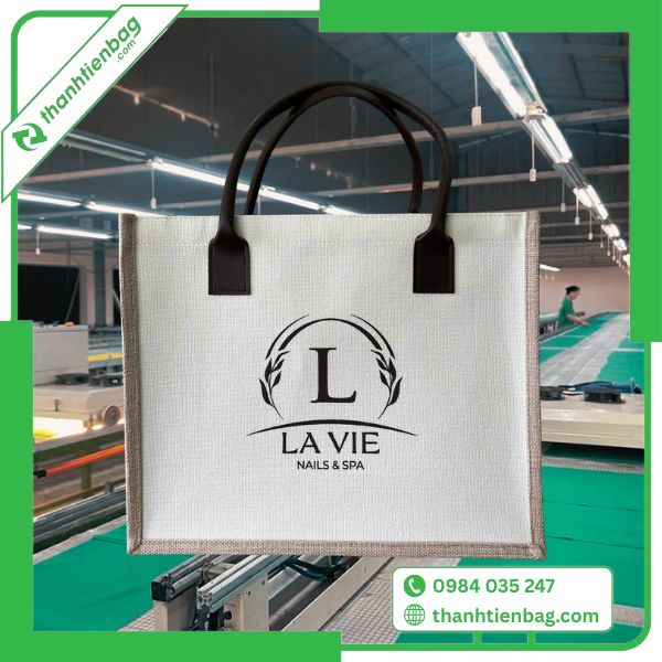 Túi Vải Linen Quai Da