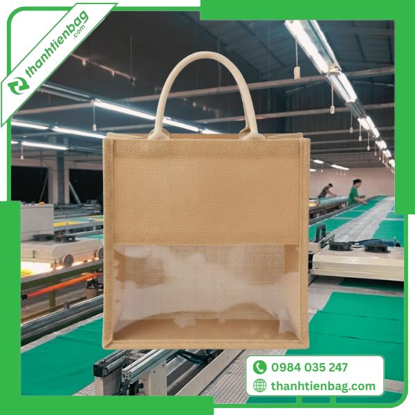 Túi Vải Đay Phối Nhựa Trong Suốt